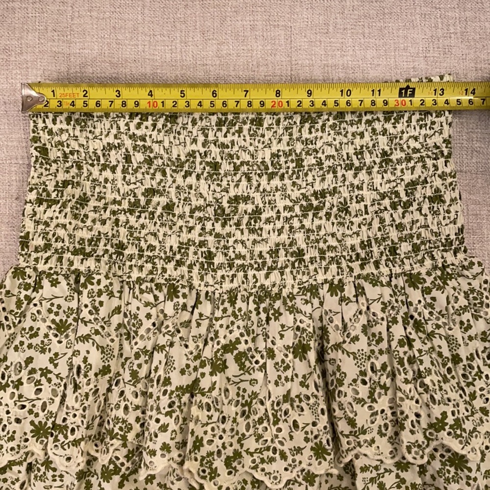 Zara woman printed skirt ruffled green white M - Picture 7 of 9